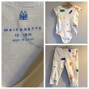 Maisonette Set of Short Sleeved Onesie + Leggings